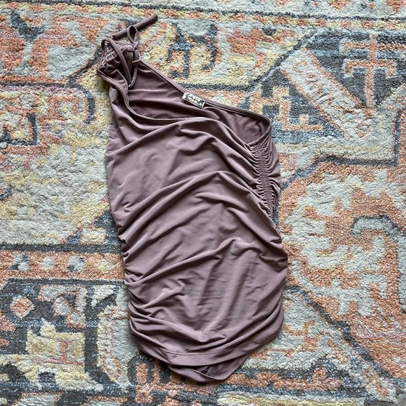 Never Worn! Free People One-Shoulder Ruched Top Mauve XS - Picture 2 of 5